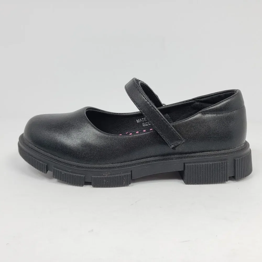 Jabasic Back To School Girls Size 4Y Black Uniform Chunky Mary Jane Shoes
